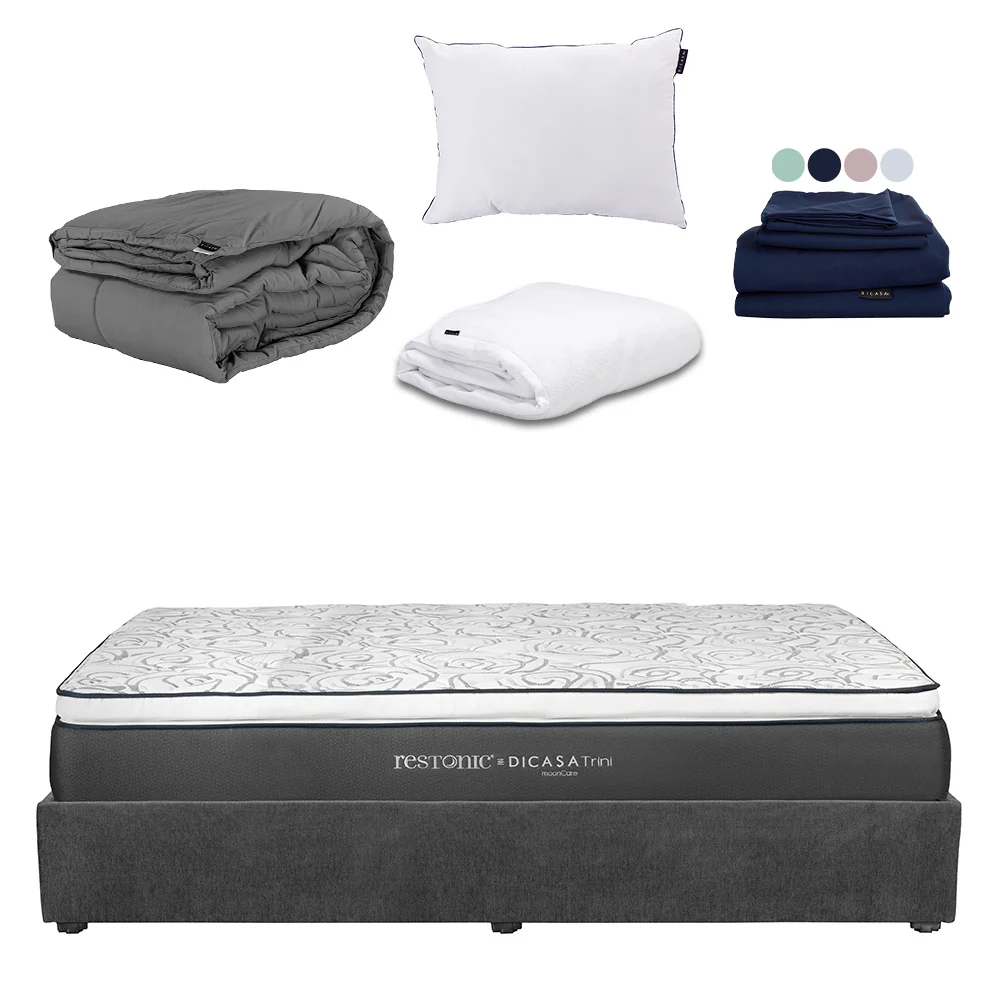 Colchón Dicasa Trini con Base Cama Gris Carbón con Ropa de Cama - Image 9