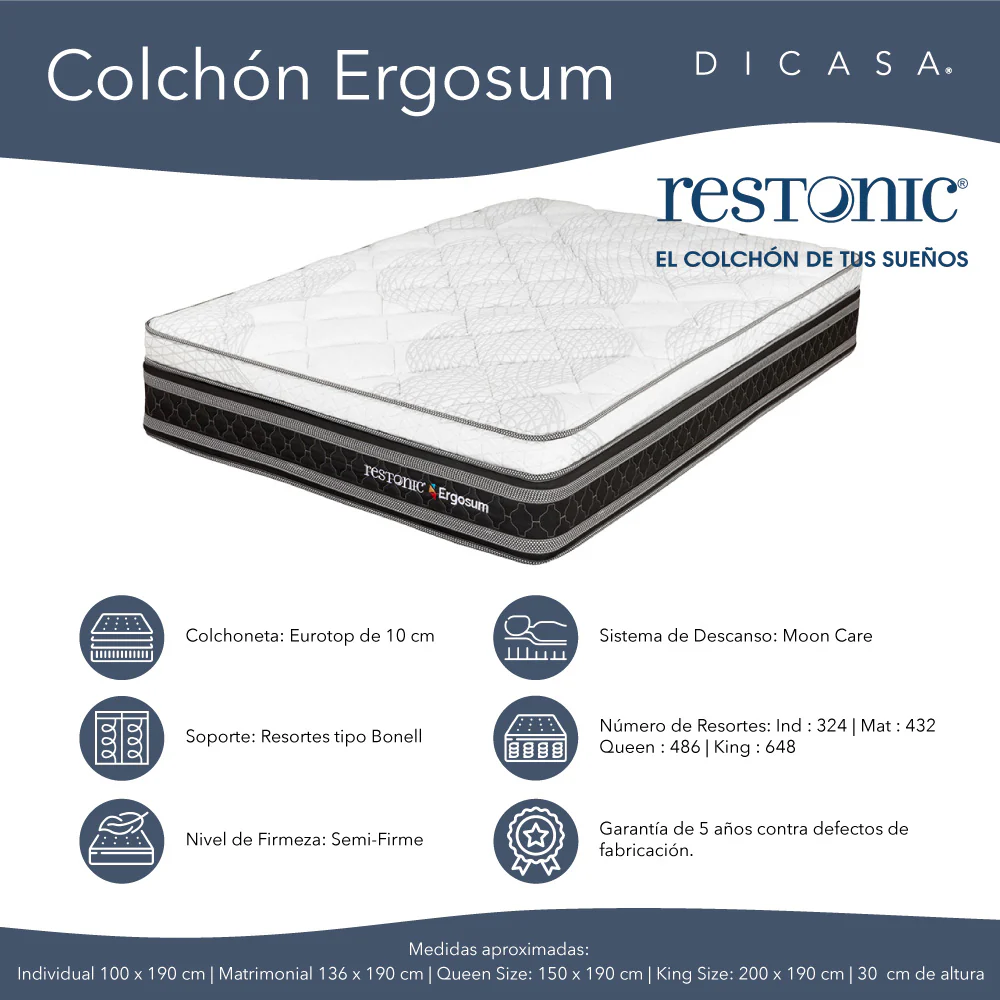 Colchón Restonic Ergosum Con Ropa de Cama - Image 5