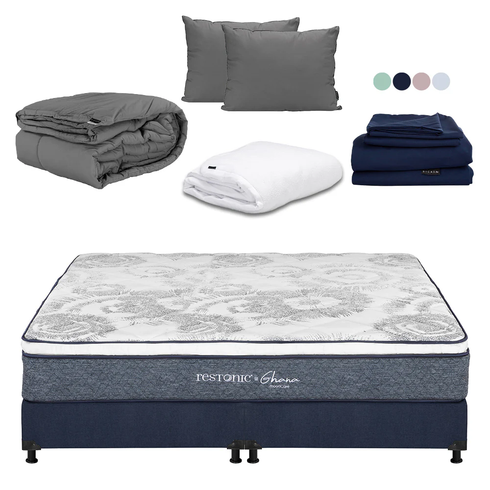 Colchón Restonic Ghana con Box con Ropa de Cama - Image 11