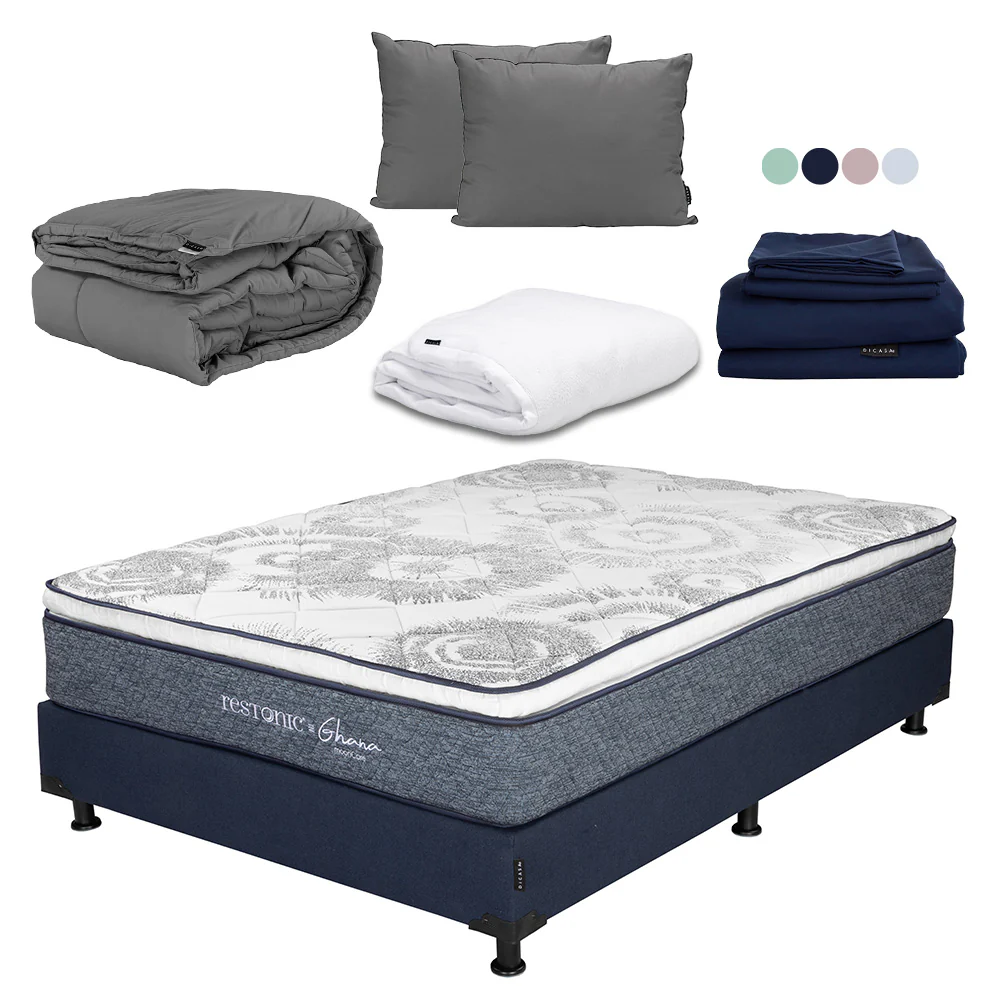 Colchón Restonic Ghana con Box con Ropa de Cama - Image 7