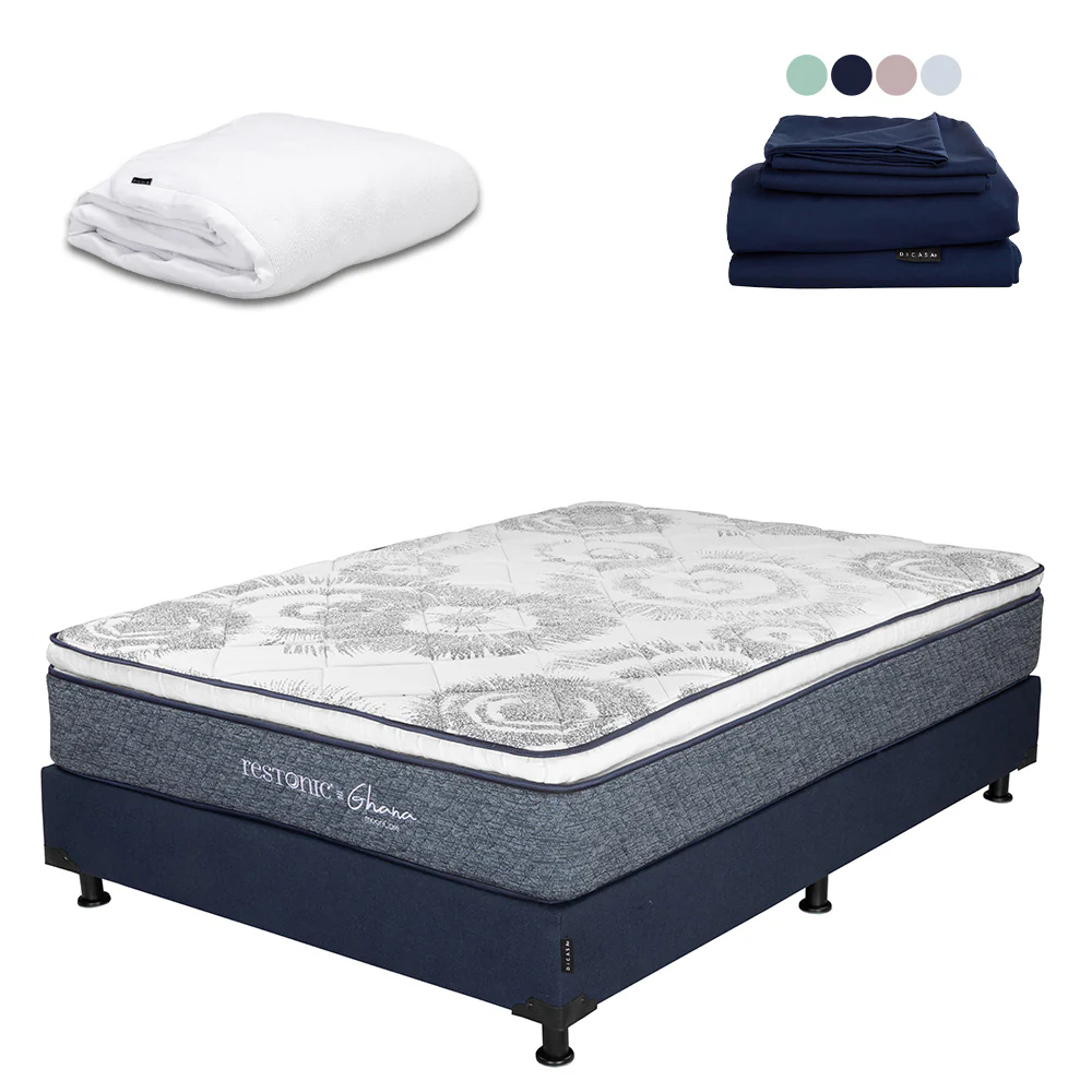 Colchón Restonic Ghana con Box con Ropa de Cama - Image 9