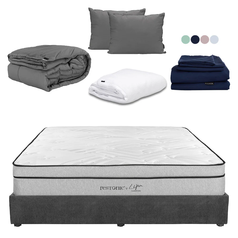 Colchón Restonic Lipa con Base Cama con Ropa de Cama - Image 4