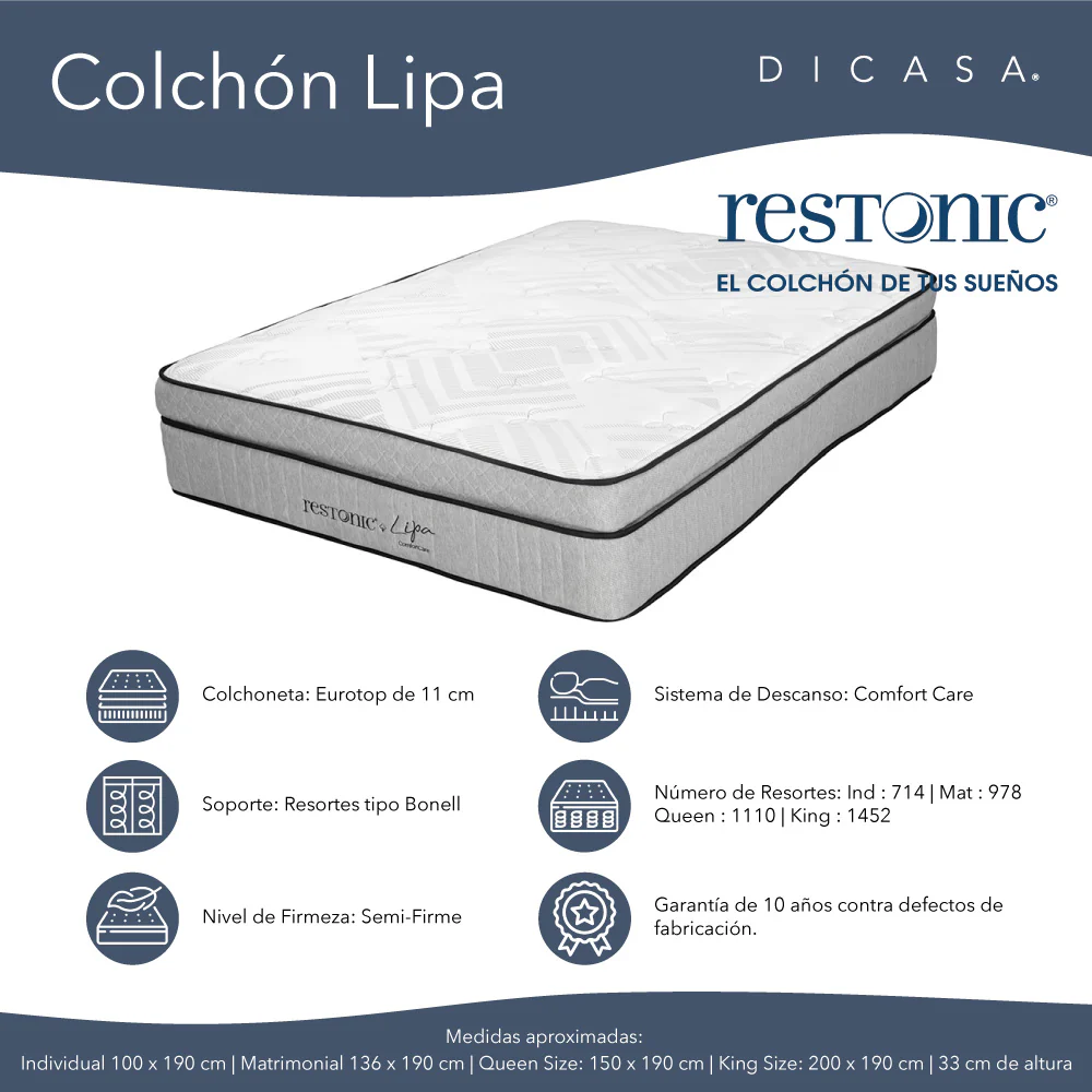 Colchón Restonic Lipa Con Ropa de Cama - Image 5