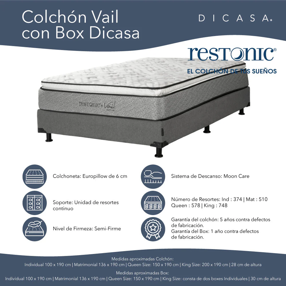 Colchón Restonic Vail con Box con Ropa de Cama - Image 6
