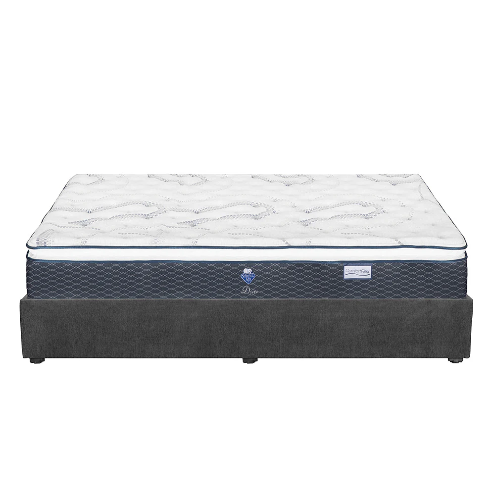 Colchón Spring Air Dover con Base Cama Gris Carbón con Ropa de Cama - Image 5