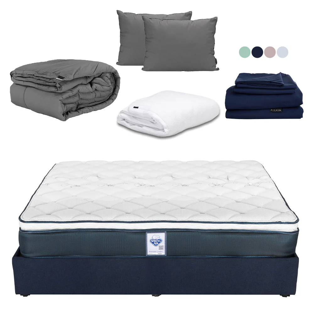 Colchón Spring Air Monaco con Base  Cama con Ropa de Cama - Image 4