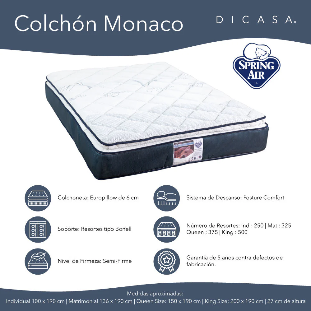 Colchón Spring Air Monaco con Ropa de Cama - Image 5