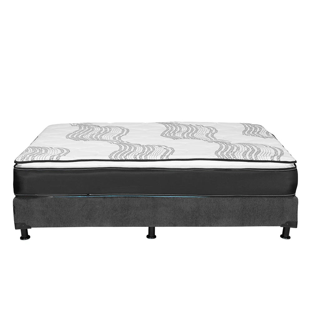 Colchón Spring Air Premier con Box Gris Oscuro con Ropa de Cama - Image 11
