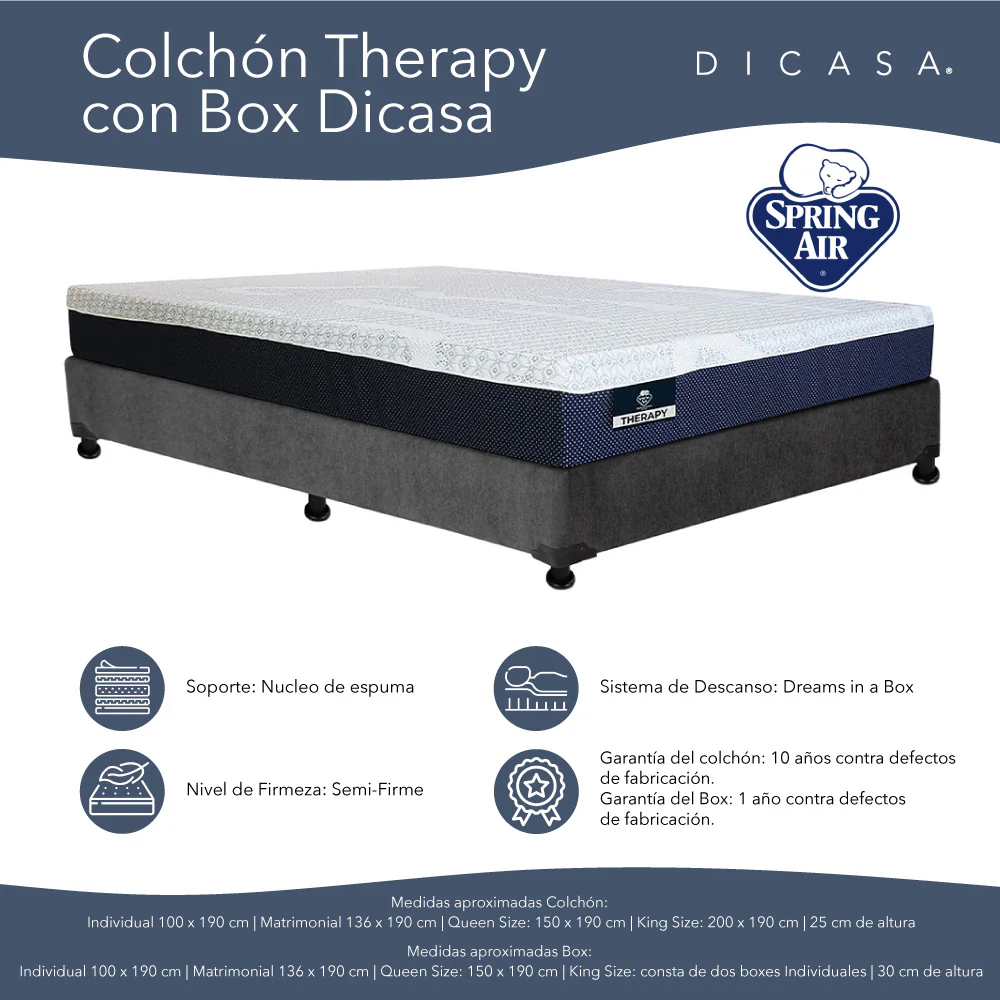 Colchón Spring Air Therapy con Box con Ropa de Cama - Image 4