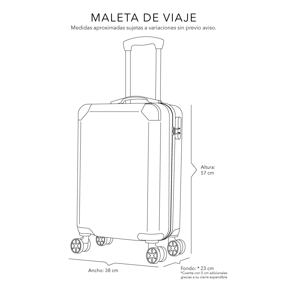 Maleta de Mano Rígida 6005 Expandible 10Kg | Con Ruedas 360° – Ideal para Viaje y Cabina - Image 14